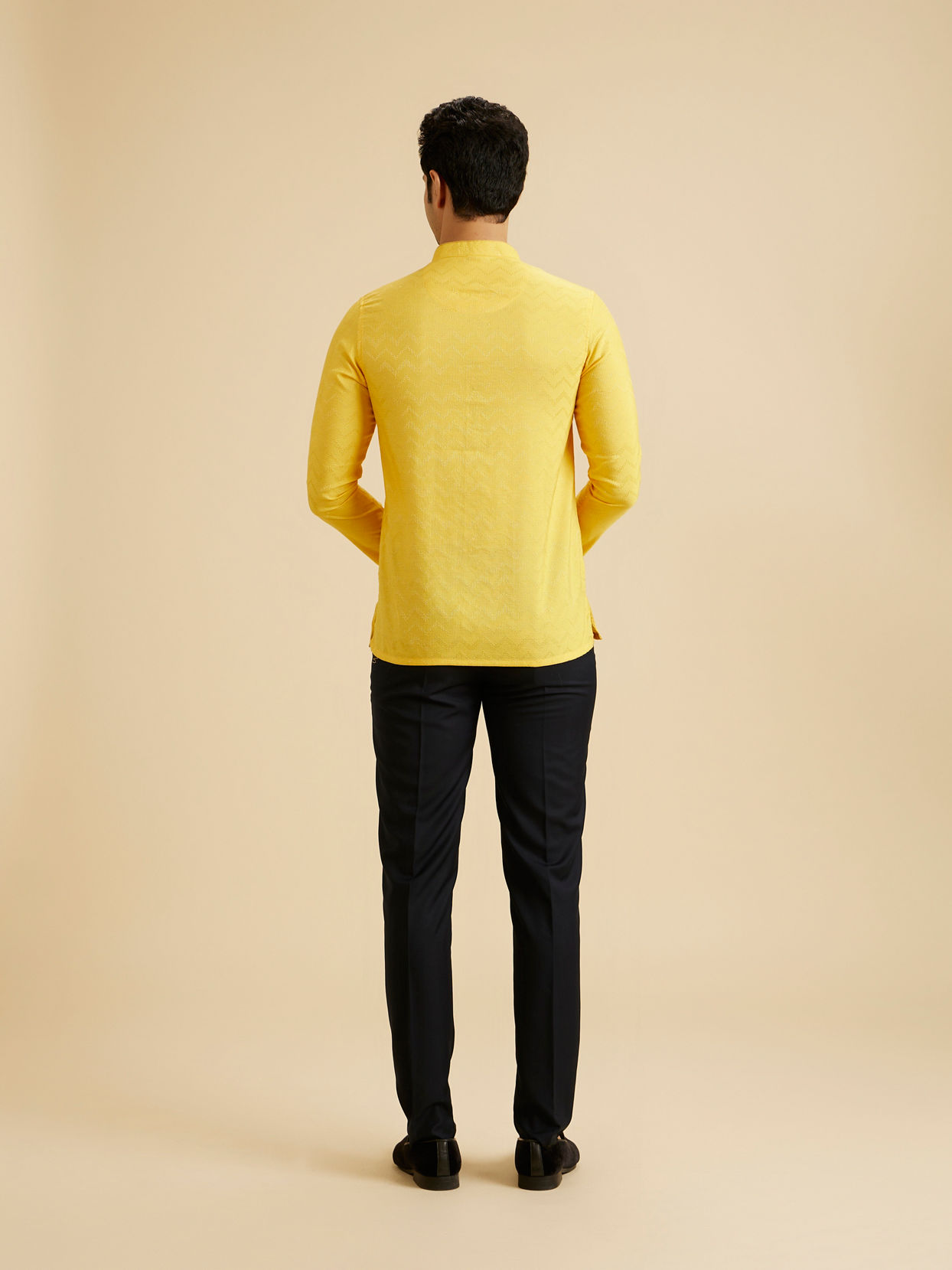 Manyavar Men Mustard Melody Short Kurta