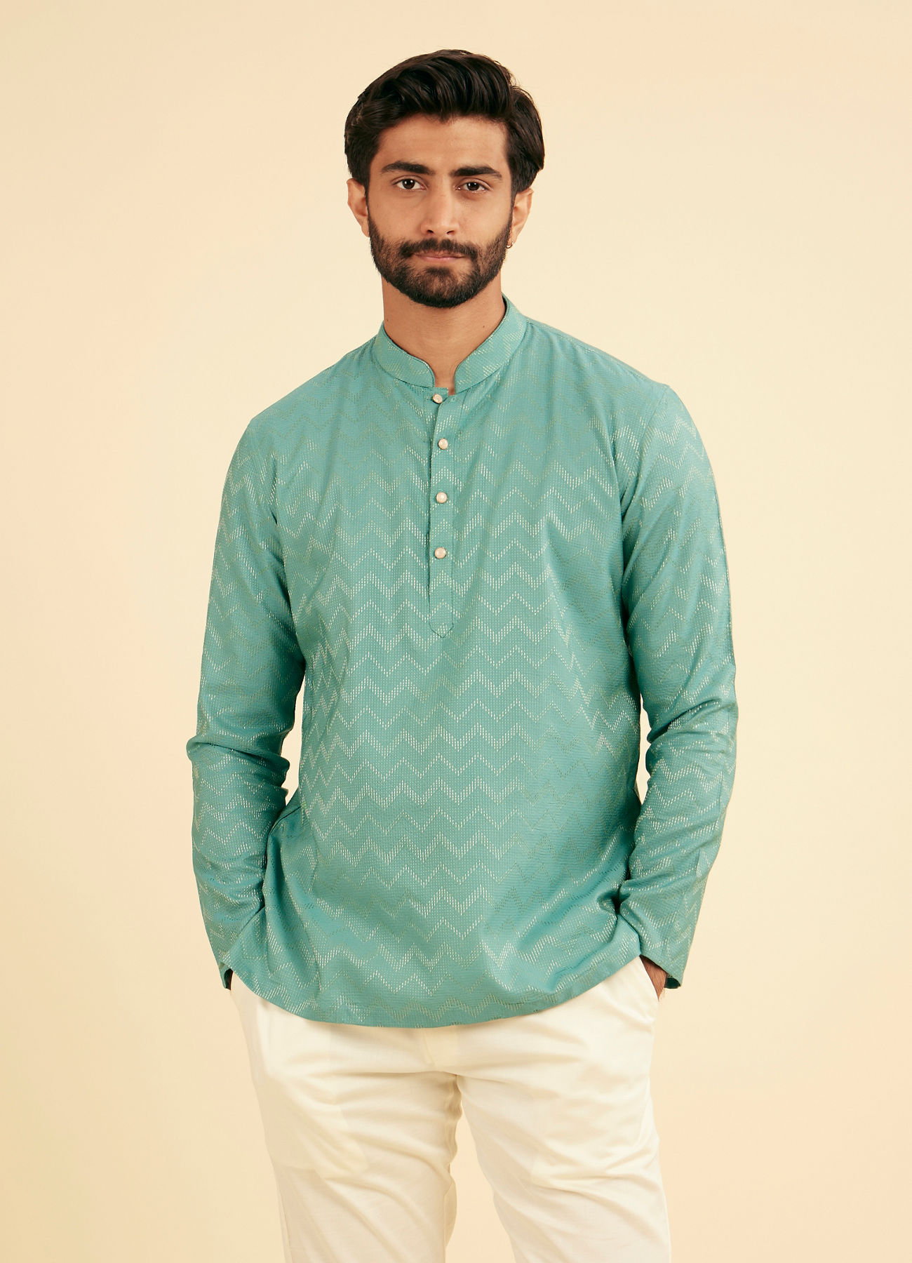 Manyavar Men Emerald Short Kurta Ensemble