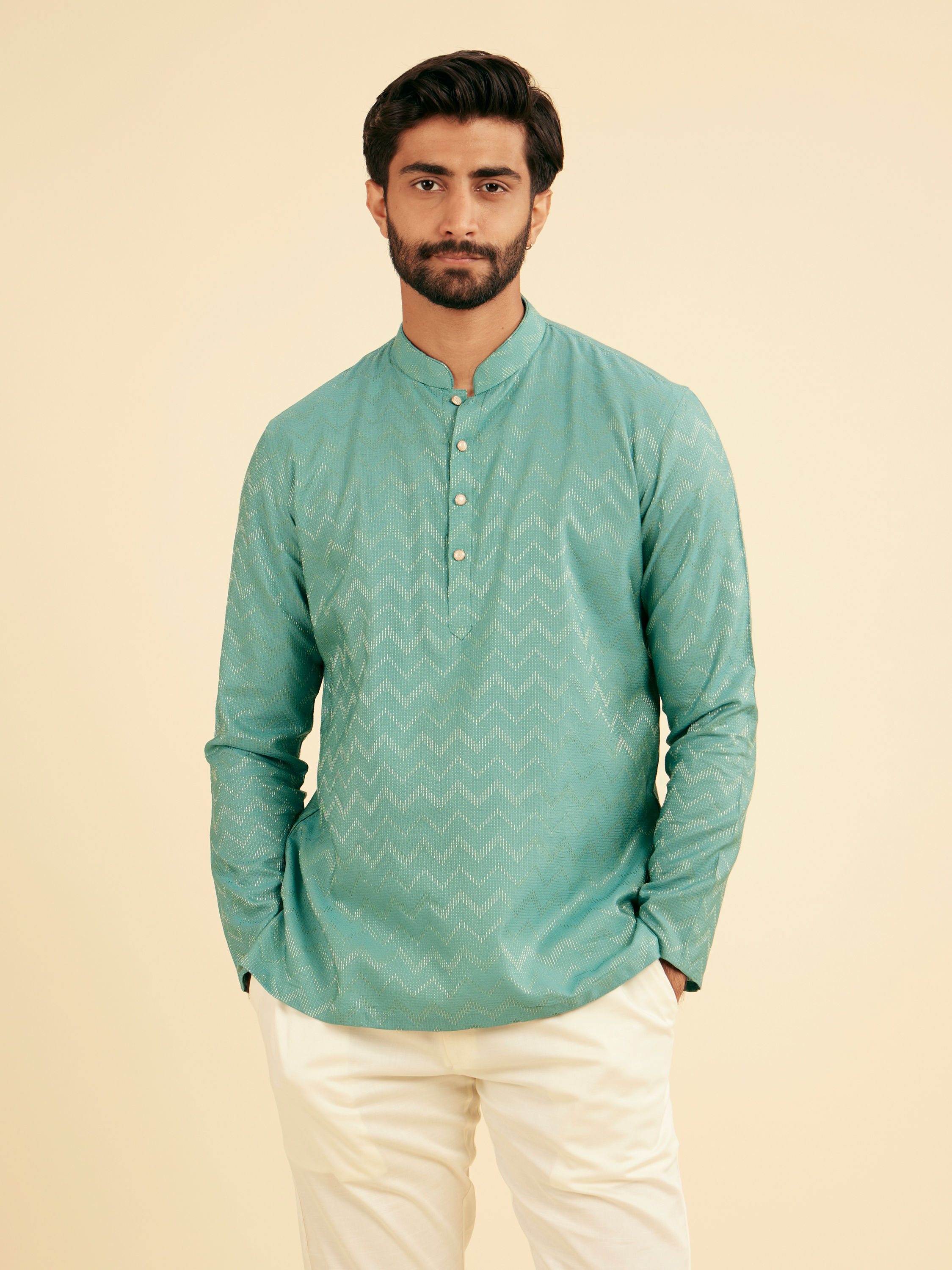 Manyavar Men Emerald Short Kurta Ensemble