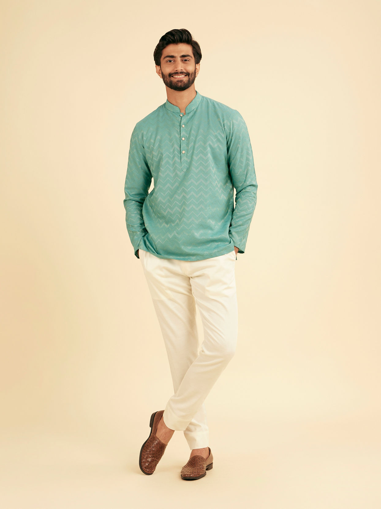 Manyavar Men Emerald Short Kurta Ensemble