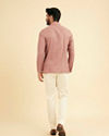 Manyavar Men Dusty Pink Chevron Patterned Short Kurta