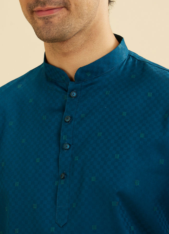 Manyavar Men Teal Blue Celebration Kurta image number 1