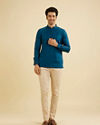 Manyavar Men Teal Blue Celebration Kurta image number 2