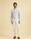 Manyavar Men Aqua Green White Radiance Kurta