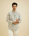 Manyavar Men Aqua Green Radiance Short Kurta image number 0