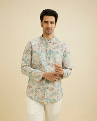 Manyavar Men Aqua Green Radiance Short Kurta