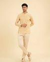 Manyavar Men Sunglow Yellow Circular Print Short Kurta