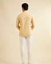 alt message - Manyavar Men Sunglow Yellow Circular Print Short Kurta image number 3