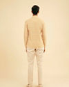 Manyavar Men Sunglow Yellow Circular Print Short Kurta