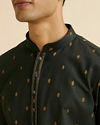 alt message - Manyavar Men Dark Green Buta Patterned Short Kurta image number 1