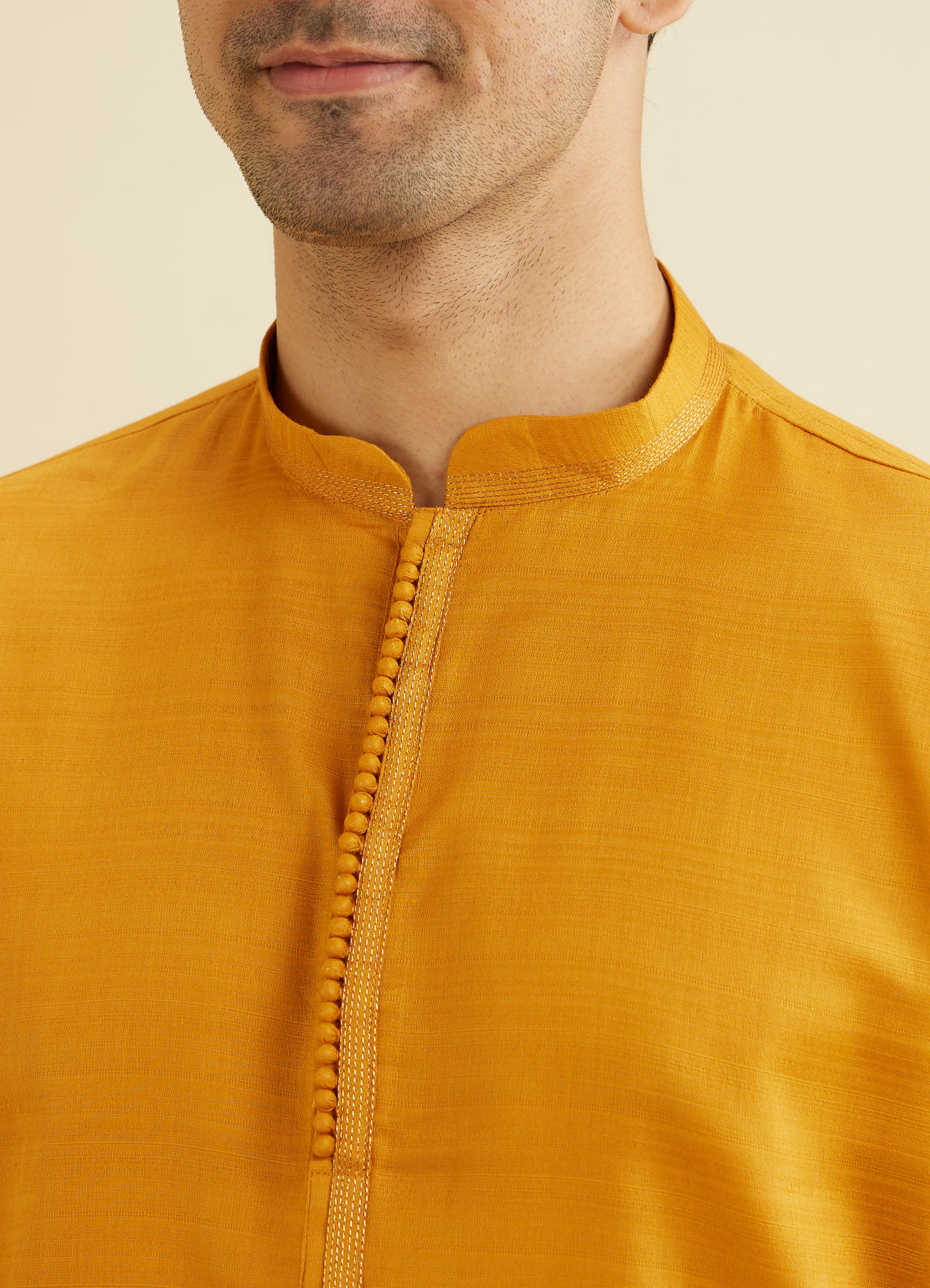 Manyavar Men Elegant Mustard Cotton Kurta