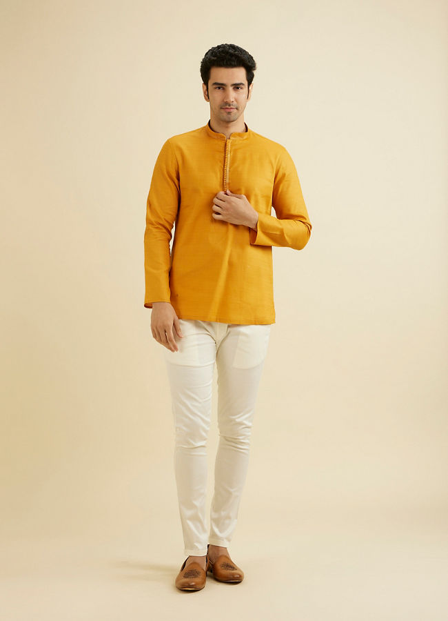 Manyavar Men Elegant Mustard Cotton Kurta