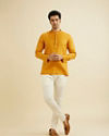 Manyavar Men Elegant Mustard Cotton Kurta