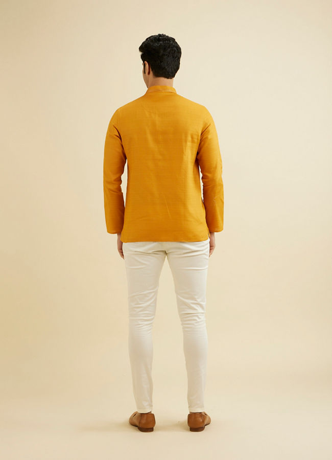 Manyavar Men Elegant Mustard Cotton Kurta