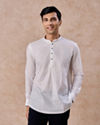 Elegant Woven White Short Kurta