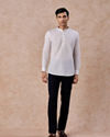 Manyavar Men Elegant Woven White Short Kurta