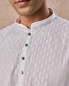Manyavar Men Elegant Woven White Short Kurta