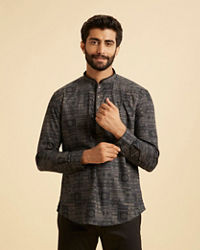 Manyavar Men Charcoal Radiance Short Kurta