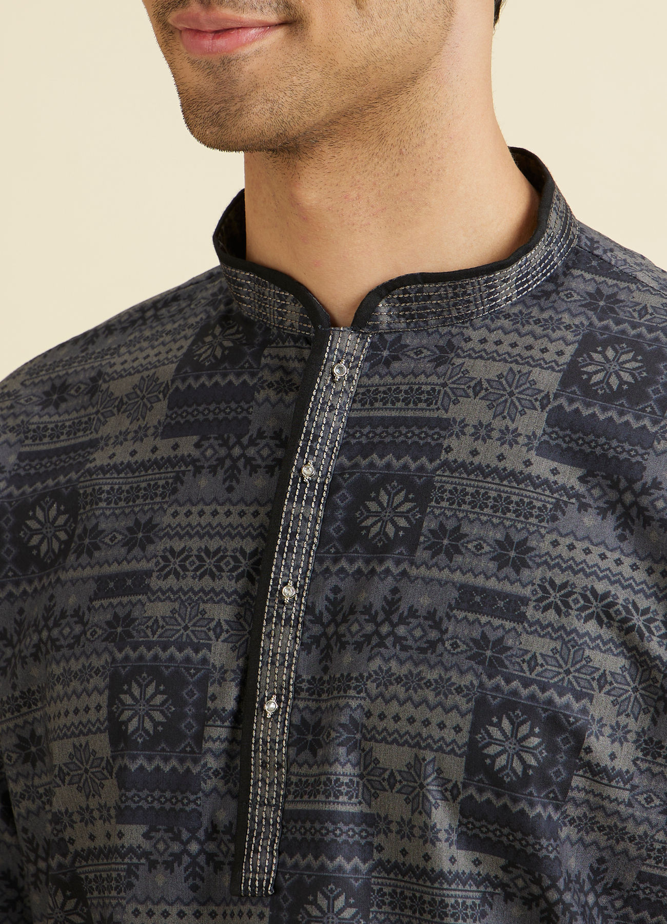 Manyavar Men Charcoal Radiance Short Kurta