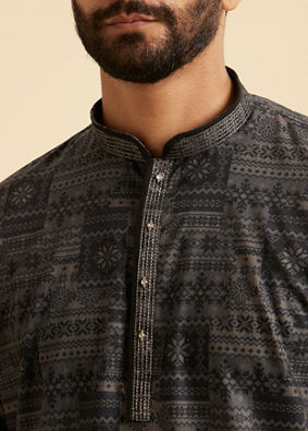 Manyavar Men Charcoal Radiance Short Kurta