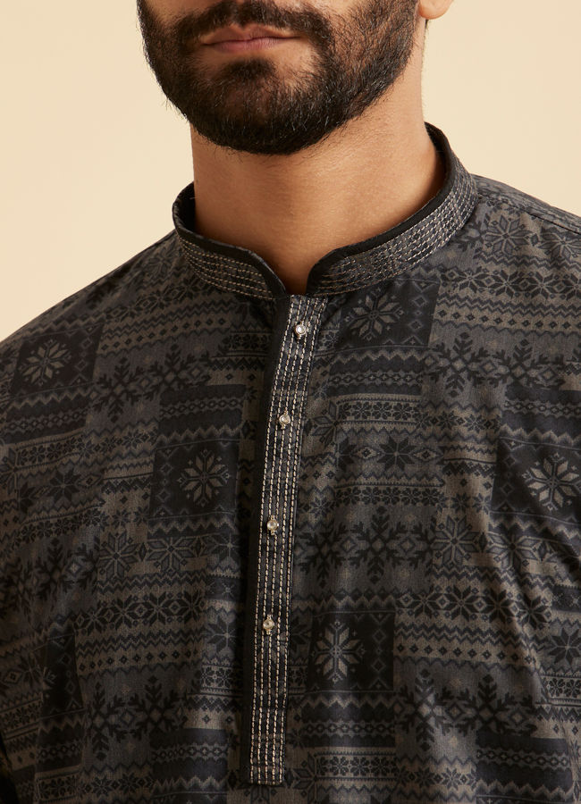 Manyavar Men Charcoal Radiance Short Kurta