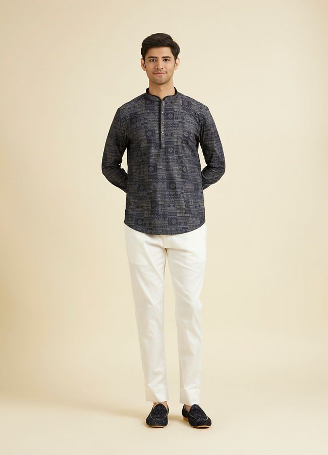 Manyavar Men Charcoal Radiance Short Kurta