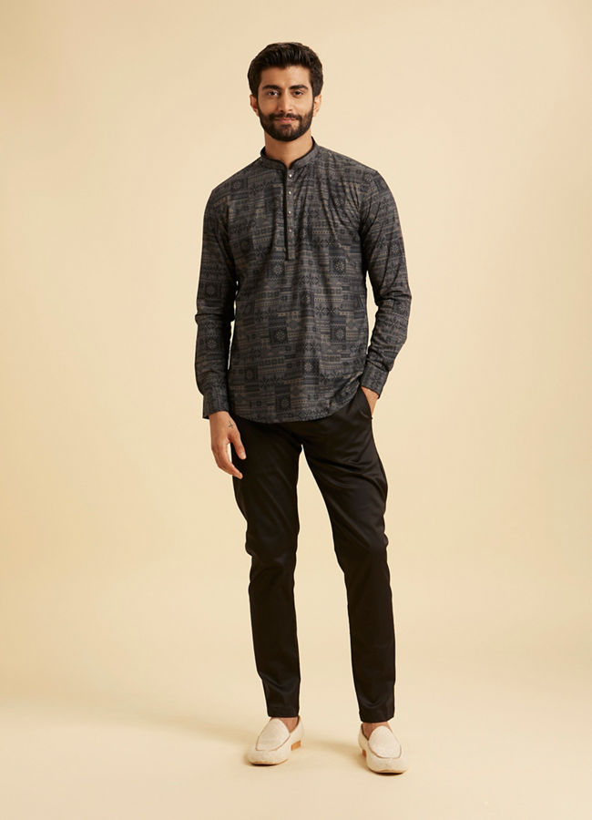 Manyavar Men Charcoal Radiance Short Kurta