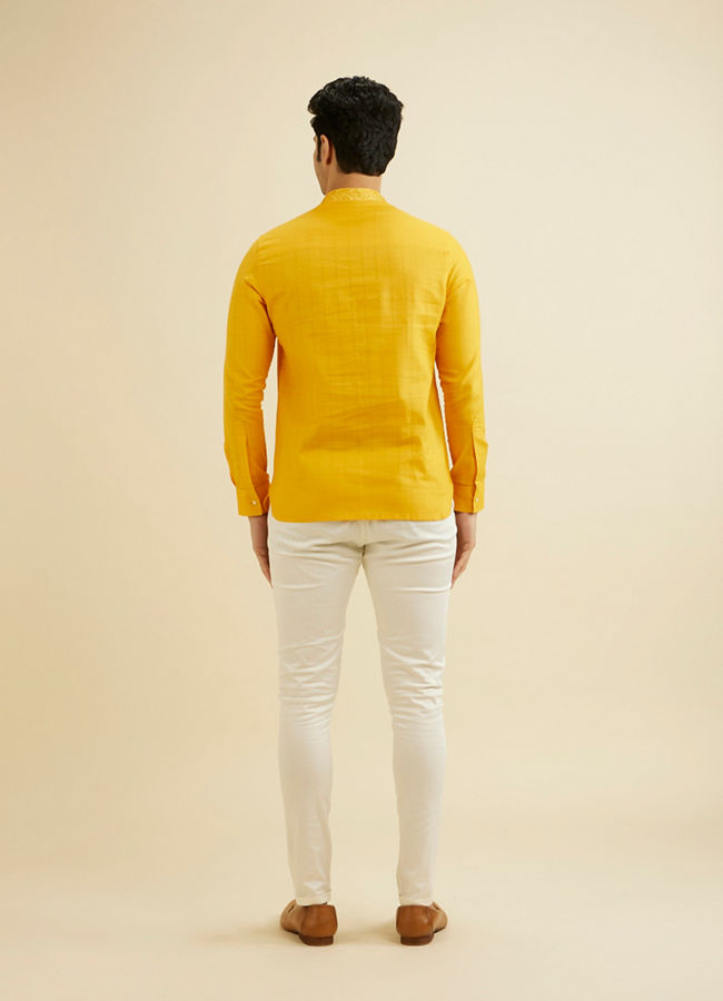 Manyavar Men Mustard Cotton Kurta