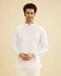 Manyavar Men White Cotton Elegance Kurta