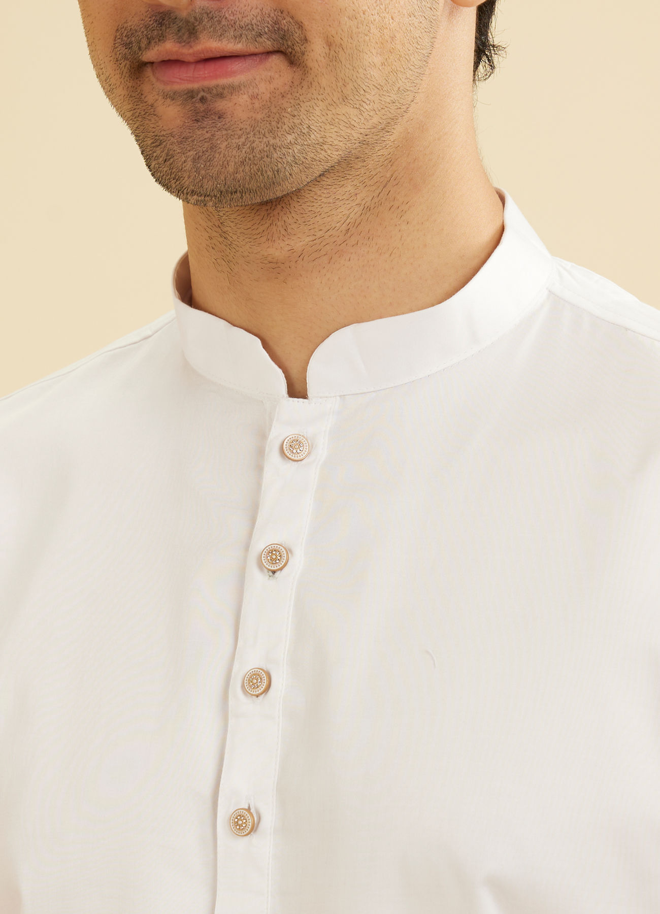 Manyavar Men White Cotton Elegance Kurta