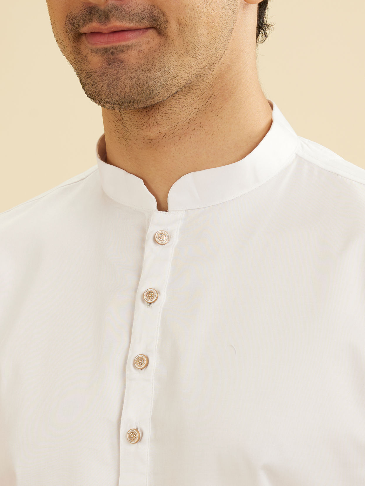 Manyavar Men White Cotton Elegance Kurta