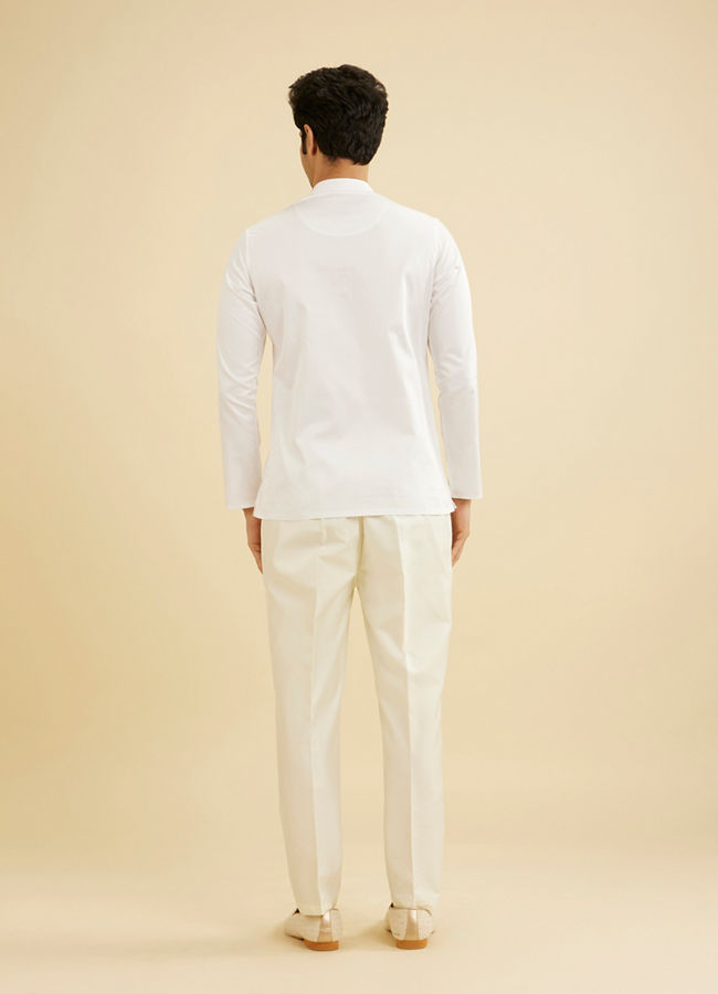 Manyavar Men White Cotton Elegance Kurta