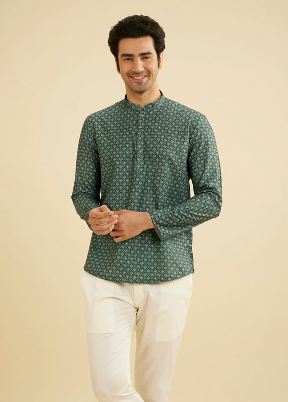 Manyavar Men Olive Green Elegance Kurta