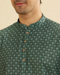 Manyavar Men Olive Green Elegance Kurta