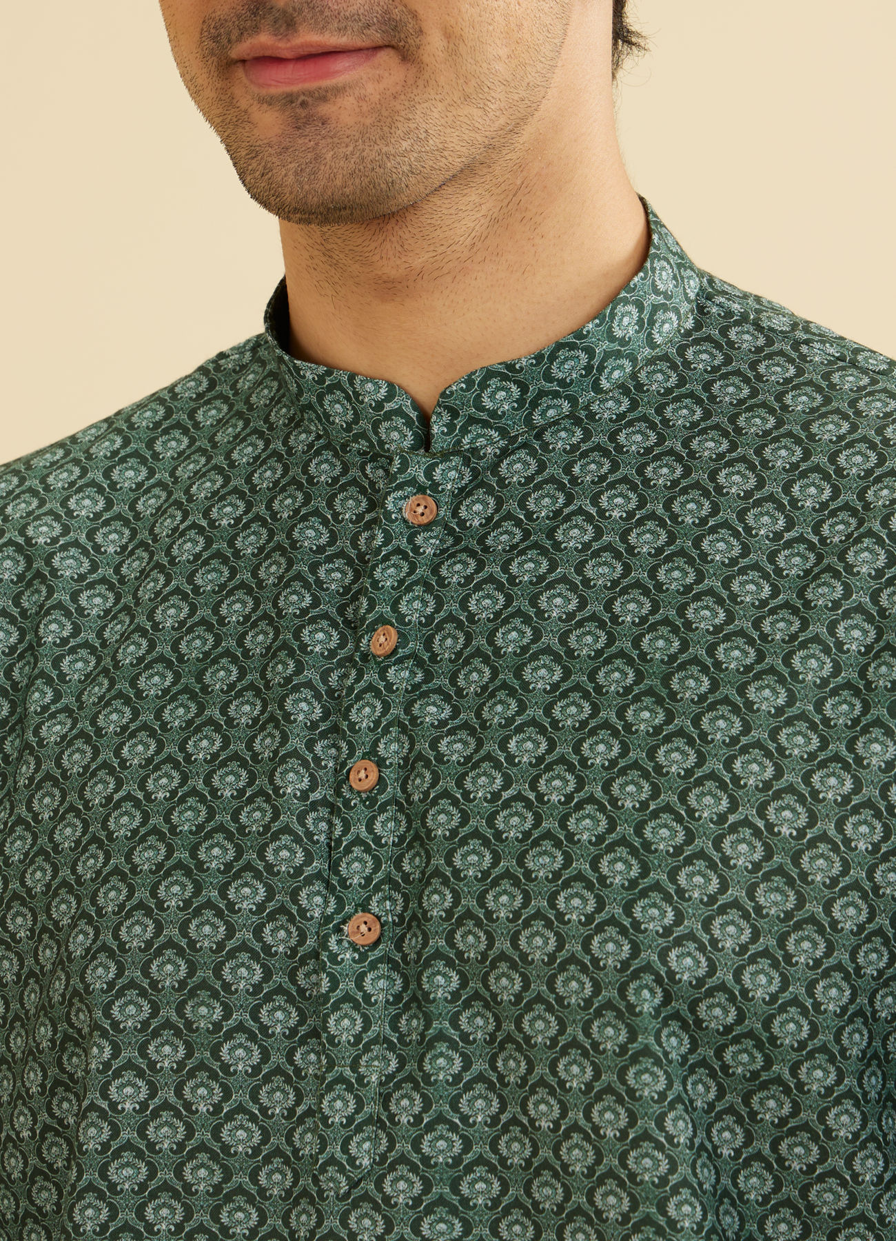 Manyavar Men Olive Green Elegance Kurta