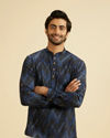 Manyavar Men Elegant Dark Blue Spandex Kurta