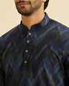 Manyavar Men Elegant Dark Blue Spandex Kurta