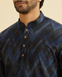 Manyavar Men Elegant Dark Blue Spandex Kurta