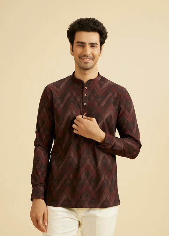 Manyavar Men Dazzling Maroon Splendor Kurta