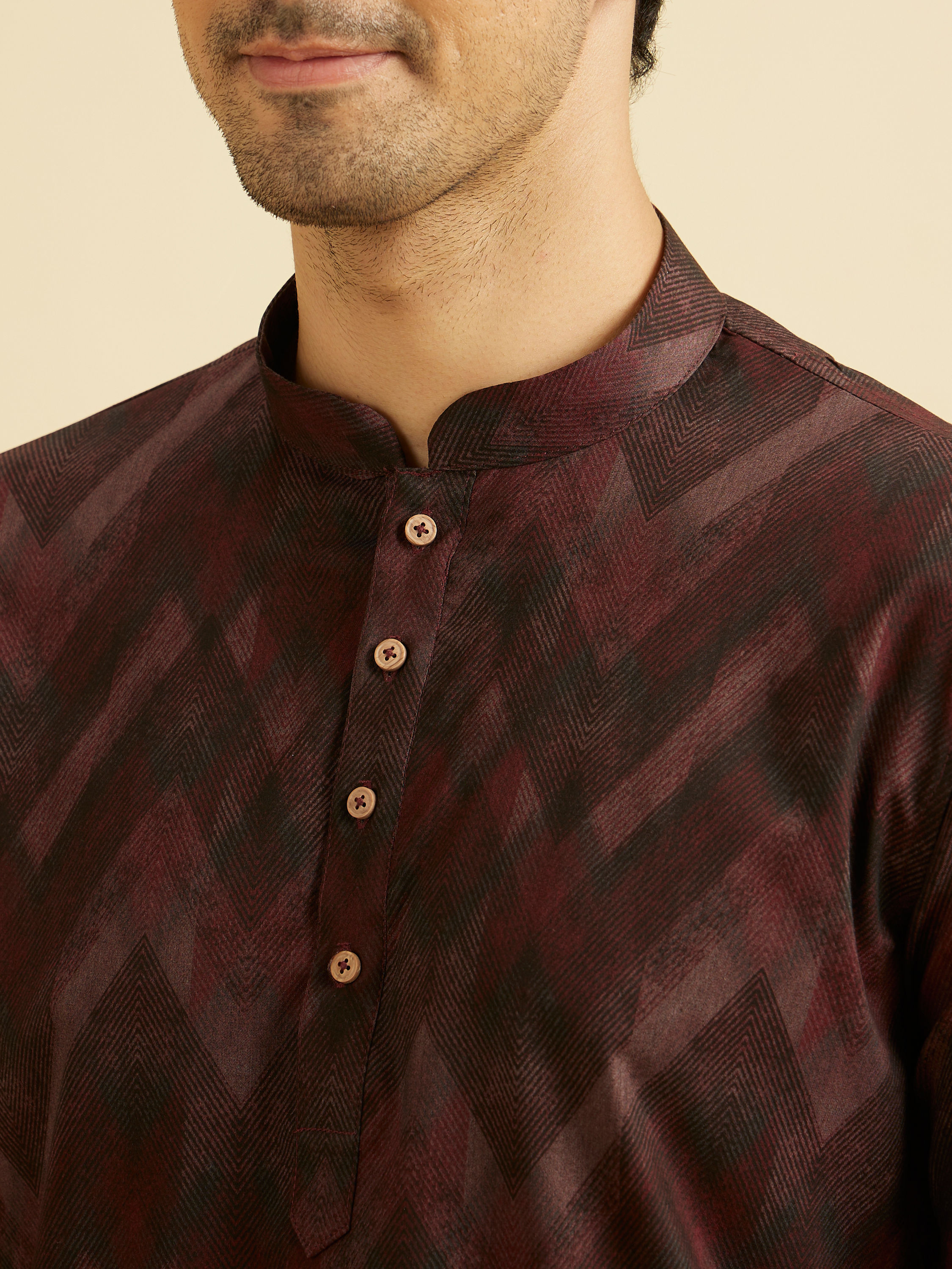 Manyavar Men Dazzling Maroon Splendor Kurta