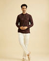 Manyavar Men Dazzling Maroon Splendor Kurta