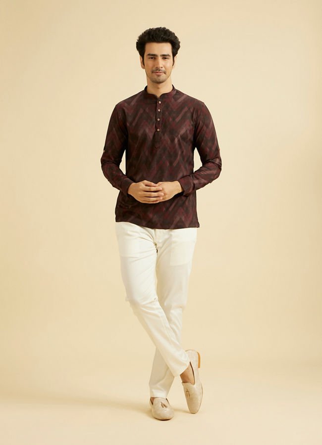 Manyavar Men Dazzling Maroon Splendor Kurta