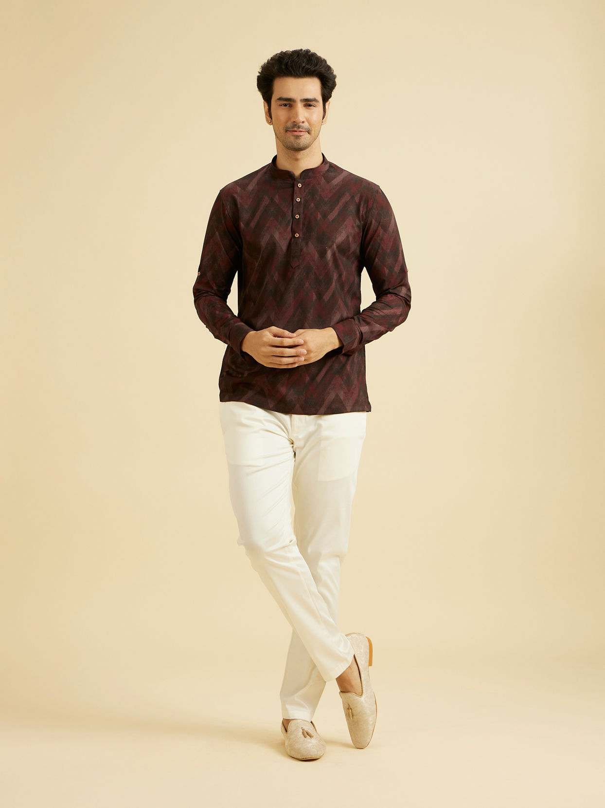 Manyavar Men Dazzling Maroon Splendor Kurta