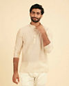Cream Beige Fern Patterned Short Kurta