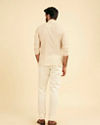 Manyavar Men Cream Beige Fern Patterned Short Kurta