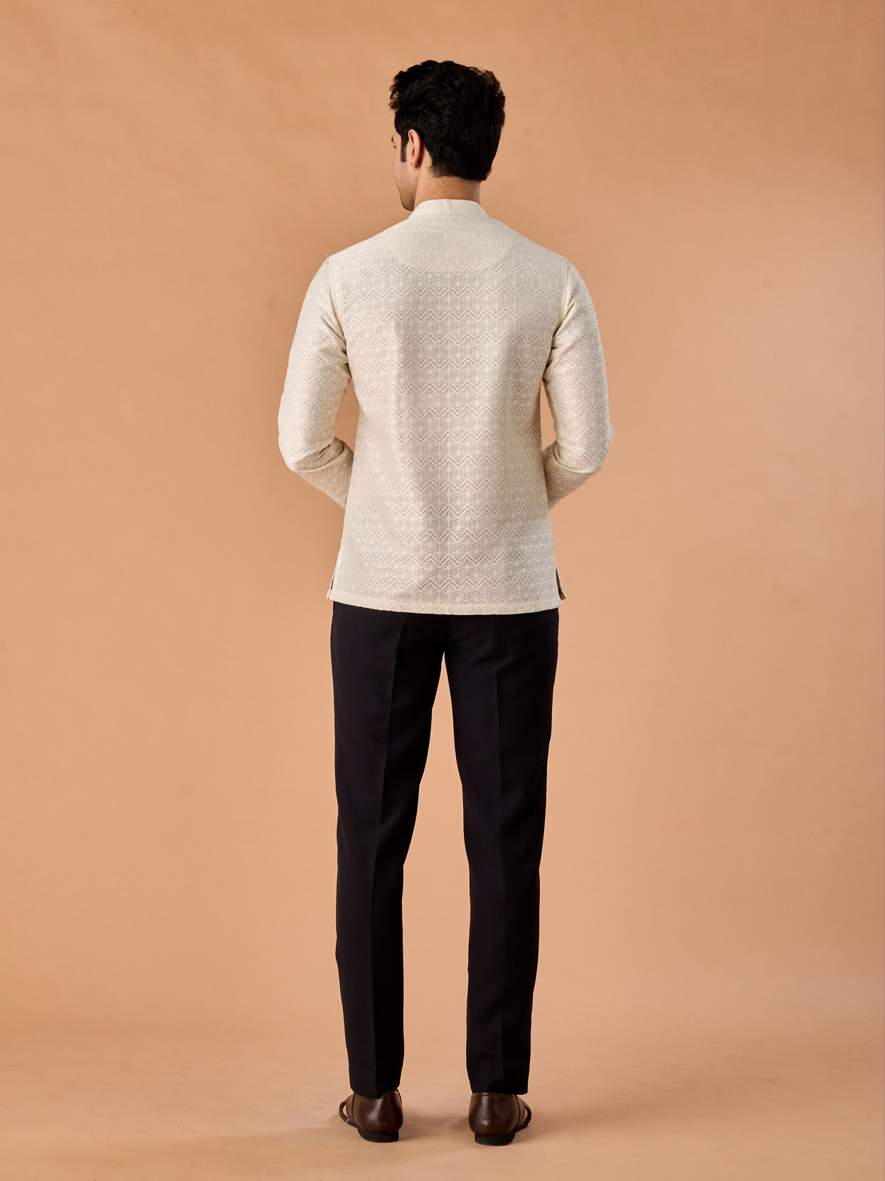 Manyavar Men Warm White Elegance Kurta