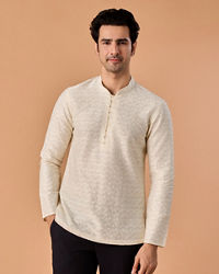 Manyavar Men Warm White Elegance Kurta