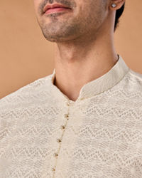 Manyavar Men Warm White Elegance Kurta