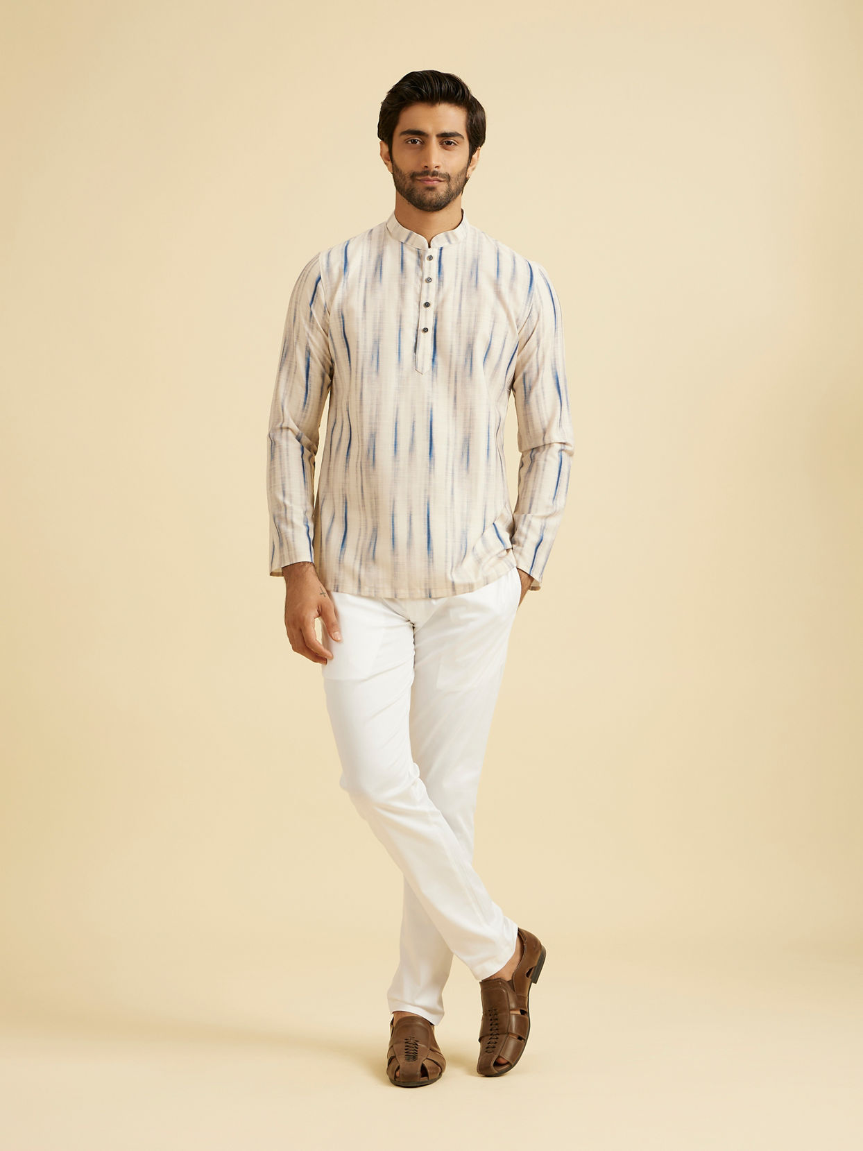 Manyavar Men Cream Elegance Kurta