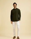 Manyavar Men Emerald Elegance Crepe Kurta